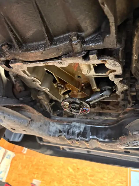 Oil pan dropped for service